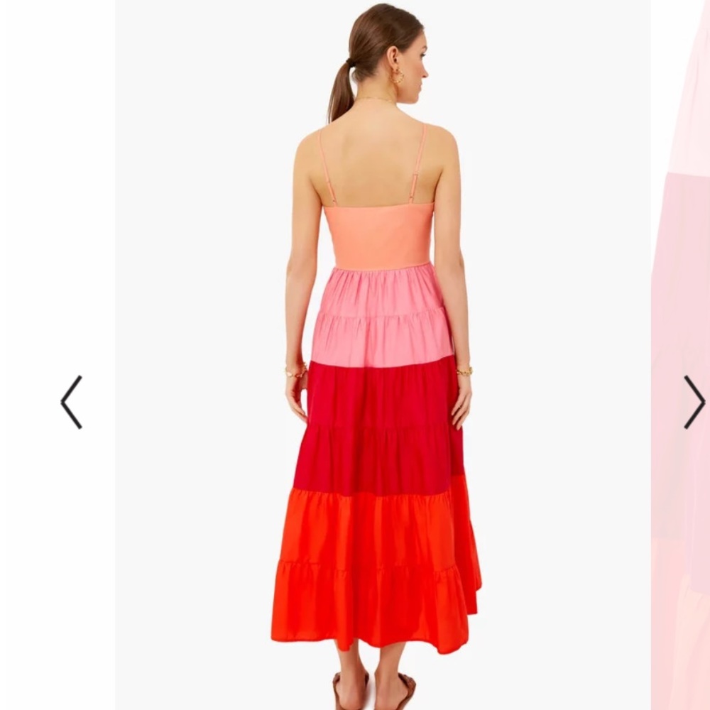 NWT English Factory Pink Color Block Spaghetti Maxi, sz S - Picture 2 of 7